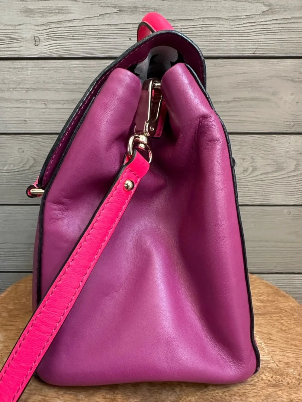 Kate Spade Joanie Catherine Street Moody Plum Purse Handbag Bright Pink Purple
